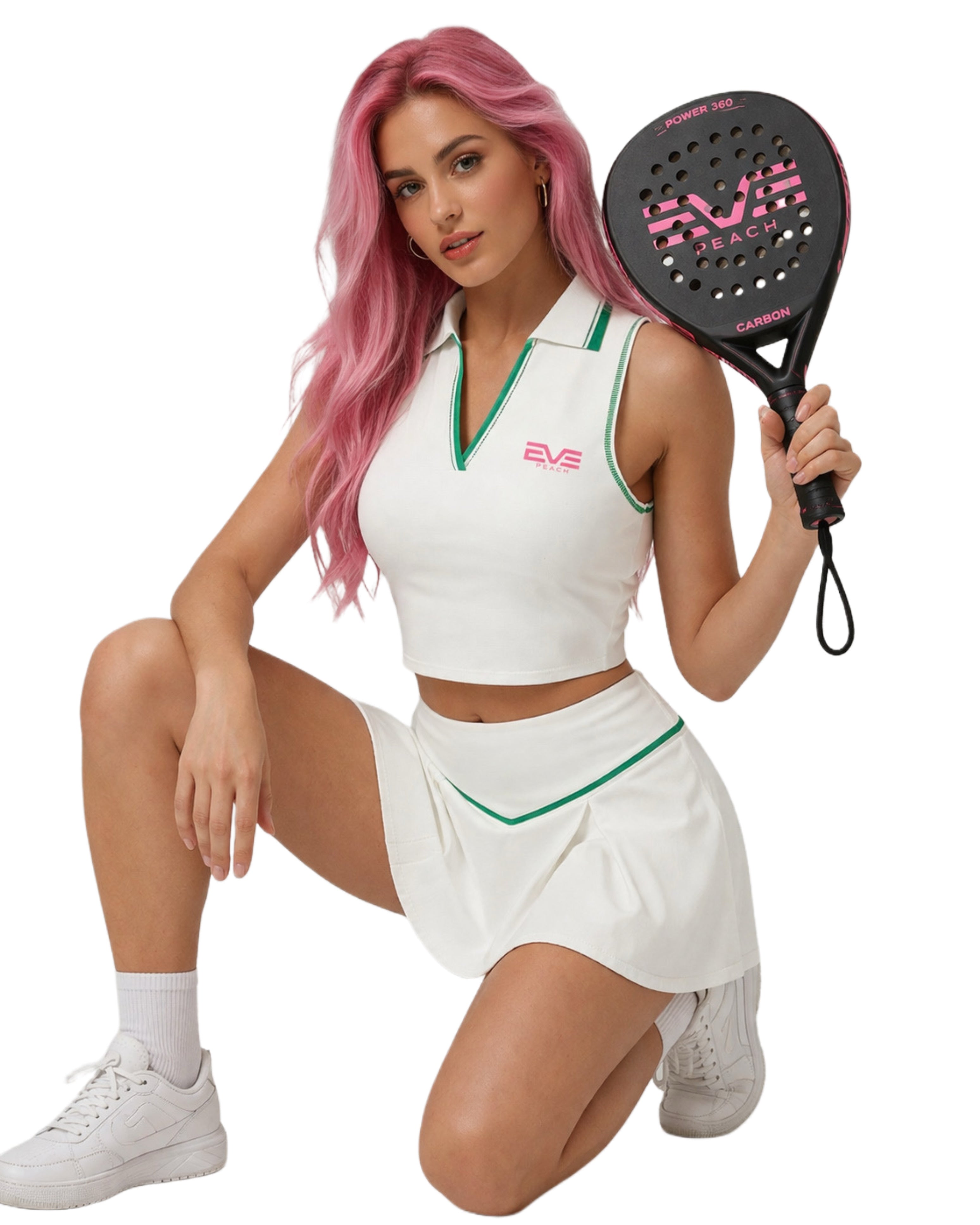 Ensemble de tennis Sculpt – Crop top polo et jupe plissée taille haute