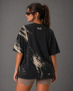 EVE Motion Beige Graphic Oversized Tee - Relaxed Performance Fit