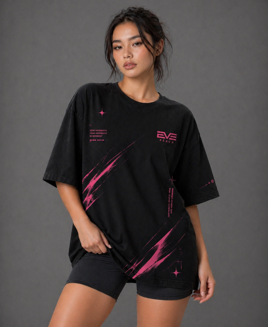 EVE Motion Pink Graphic Oversized Tee - Relaxed Performance Fit