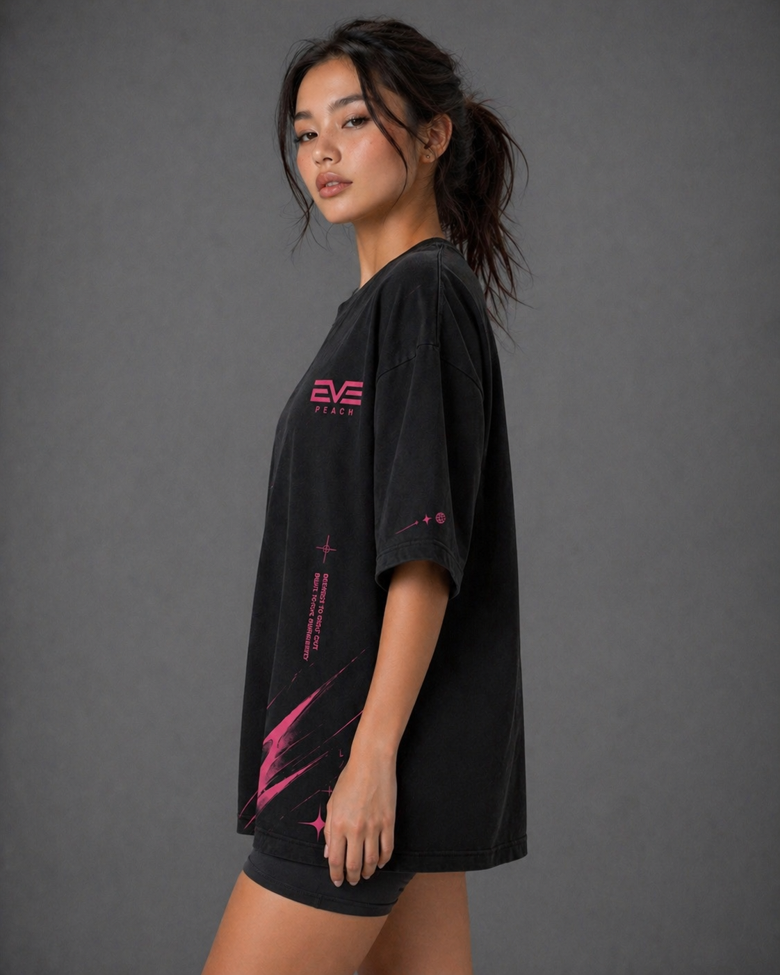 EVE Motion Pink Graphic Oversized Tee - Relaxed Performance Fit