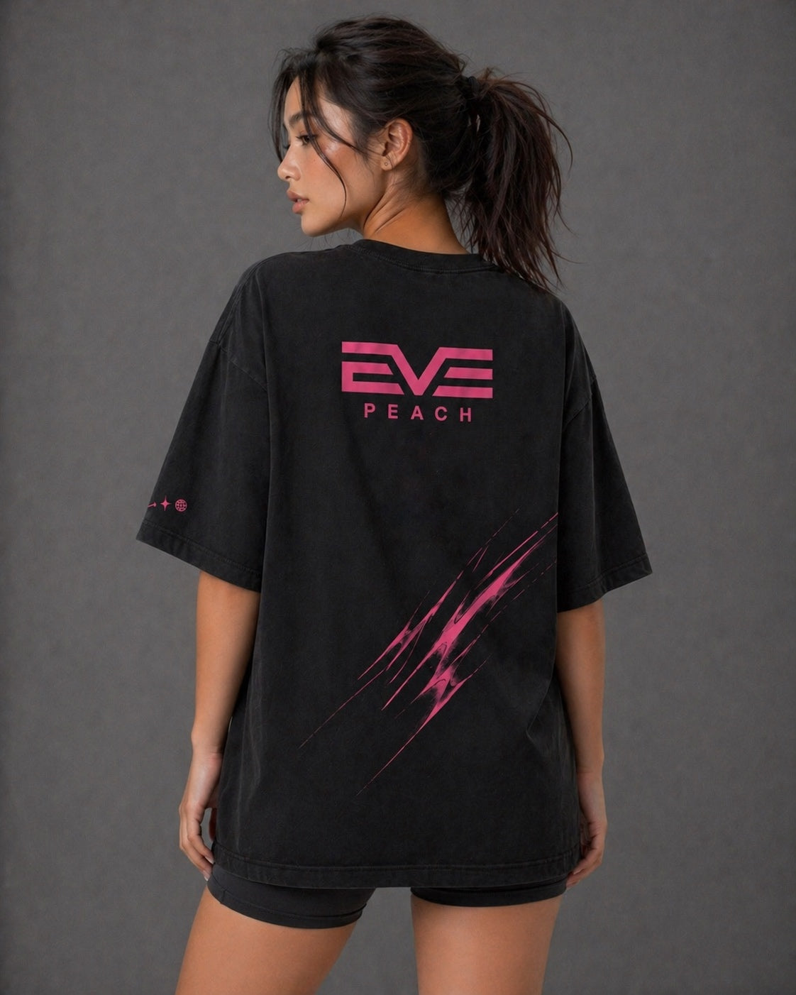 EVE Motion Pink Graphic Oversized Tee - Relaxed Performance Fit
