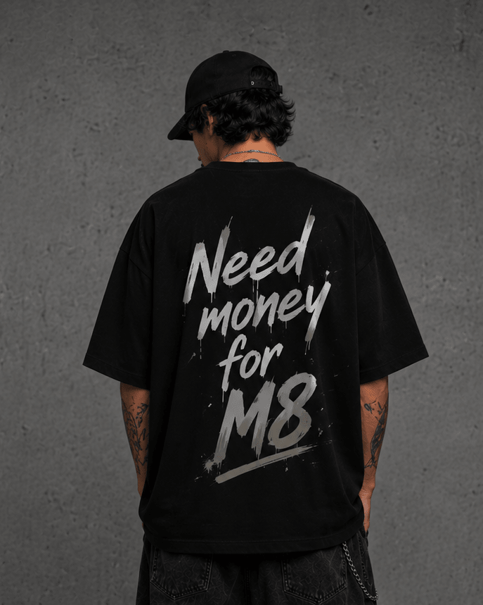 EVE Oversized Street Tee "Need Money for M8" - EVEPEACH